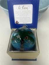 Pier 1 Li Bien 2019 Palm Tree Glass Coastal Christmas Ornament Hand Painted New