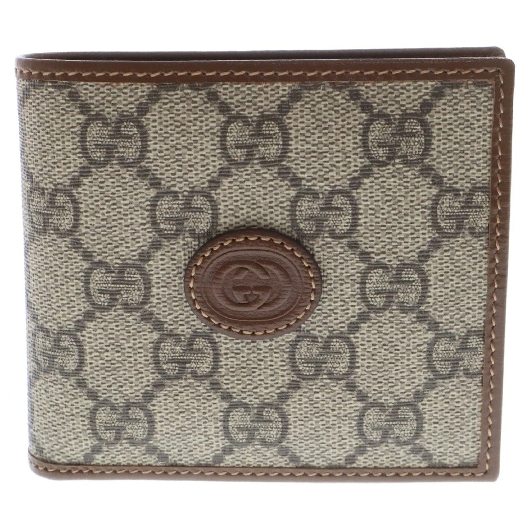 Portefeuille compact GUCCI GG Supreme double pli beige marron cuir 673000