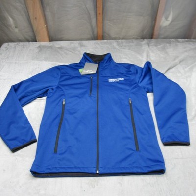 Eddie Bauer Jacket Mens Medium Blue Rain Wind Resist Soft Shell Light LOGO NEW