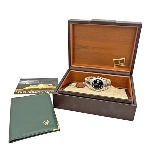 ROLEX Day-Date 18039A 18K White Gold Black 10 Diamond Dial Mens Auto 36mm