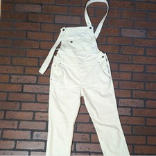 Free People Bone Open Back Coverall Jumpsuit  Low Front Boho Overalls 29 waist