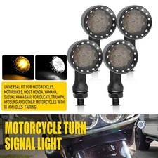 4X Black Motorcycle Bullet LED Tail Light Integrated Brake Blinker White + Amber