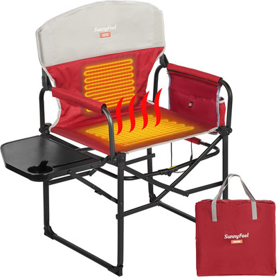 Heated Camping Directors Chair, Heavy Duty,Oversized Outdoor Portable Heating F