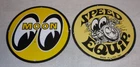 VINTAGE 1961 MOON EYES SPEED EQUIPMENT 11 3/4" PORCELAIN METAL GASOLINE OIL SIGN