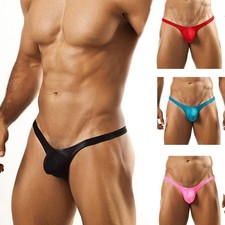 Para Hombres Ver a Través Jockstrap Bolsa Abultada Tira Baja Tanga Calzoncillos Ropa Interior