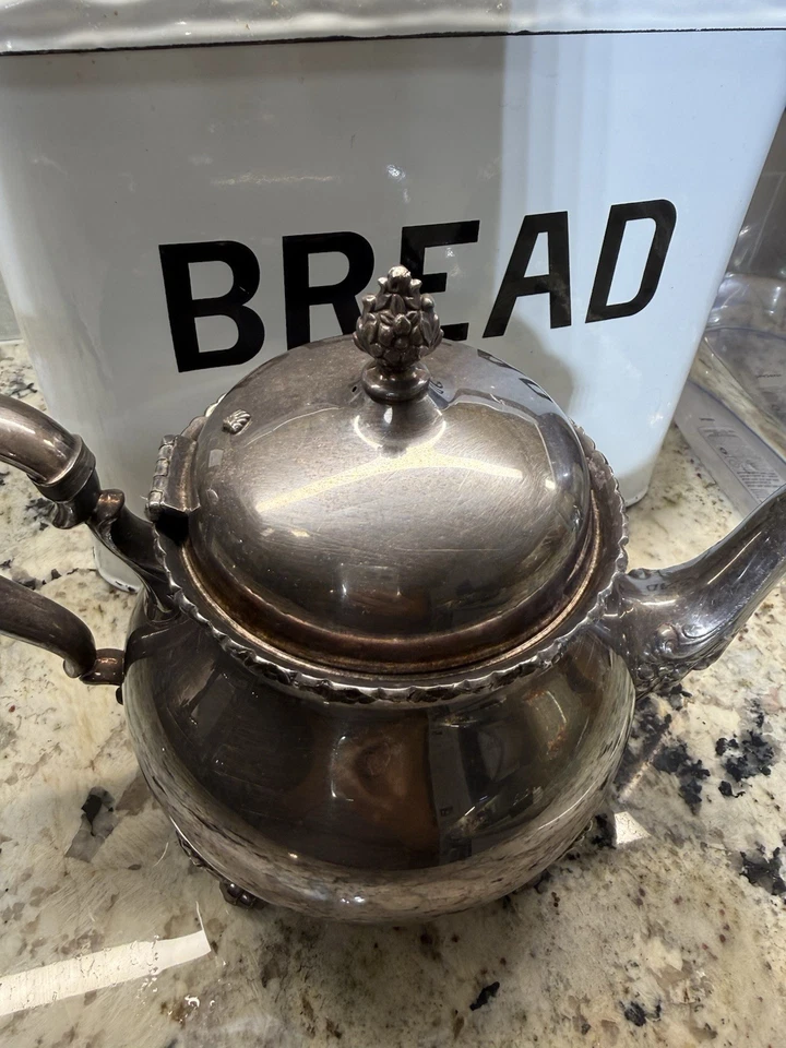 Wilcox Silver Plate Co Tea Pot Du Barry Floral Perseguido à Mão Mesa Vitoriana 7030 - Imagem 3 de 4