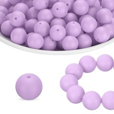 65Pcs Silicone Beads 15mm Round Rubber Focal Beads Bulk, Lavender