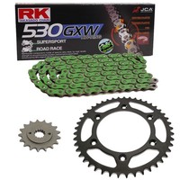 Kettensatz Yamaha FZR 1000 Conversion 87-88 Kette RK MM 530 GXW 110 GrÜN Offe