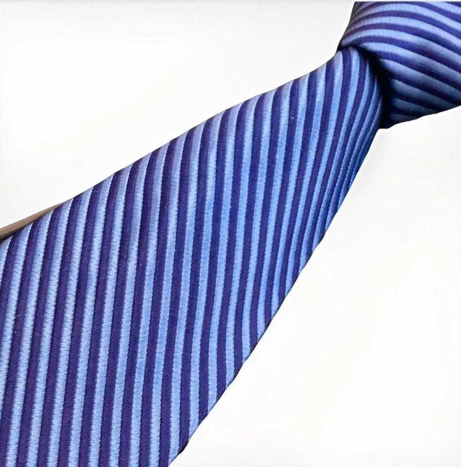 Corbata a rayas azul 31/2” de ancho 100 % seda hecha en EE. UU. Makers Brooks Brothers nueva sin etiquetas Foto 2 de 4