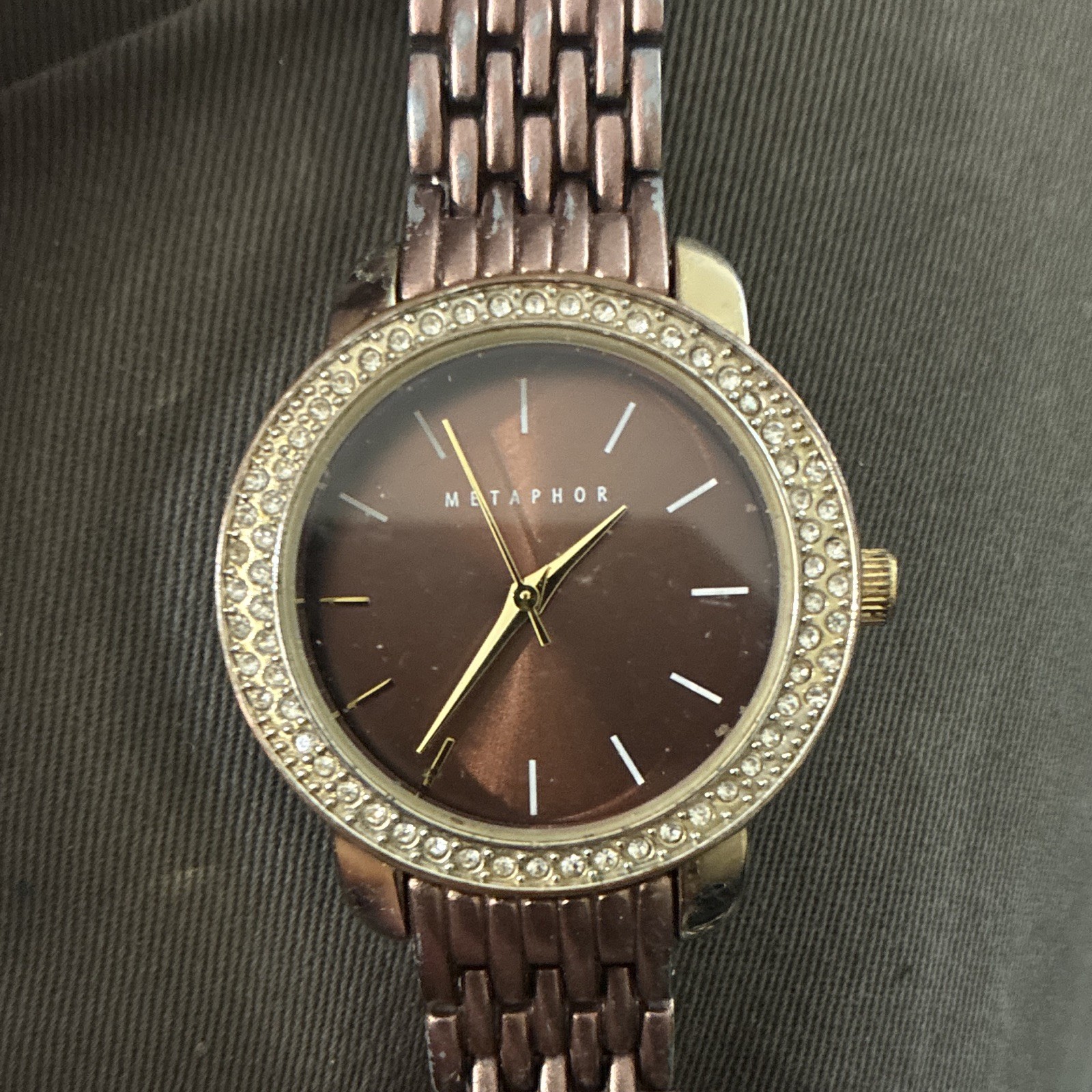 Metaphor Women's Quartz Analog Dress Watch Brown Dial Gold Case Brown Bracelet