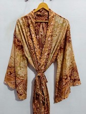 Gift For Her Silk Kimono Robe Soft Summer Wear Bathrobe L-48