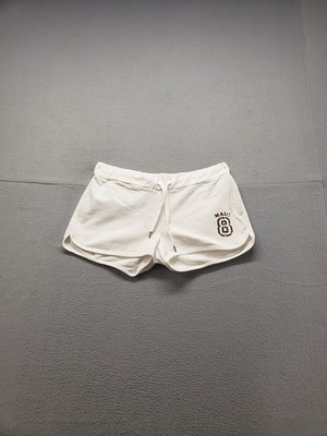 LOGG By H&M Women Athletic Short S White Stretch Drawstring Low Rise Activewear