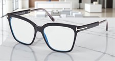 Tom Ford FT5892 B 001 Shiny Black Blue Block Lens 56 mm Women's Eyeglasses