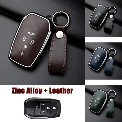 Alloy Leather Car Remote Key Fob Case Cover For Toyota Alphard Previa 2014-2020