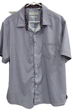 Nick Graham - Mens Purple Geometric Stretch Short Sleeve Button Front Shirt - XL