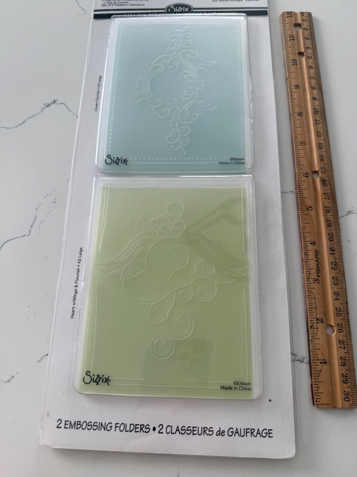 Sizzix Textured Impressions Large Folder ~ Crown Flourish & Heart Wing Set Craft