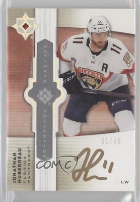 2021 Ultimate Collection Emblems Gold 1/49 Jonathan Huberdeau #UE-JH Auto 0il7