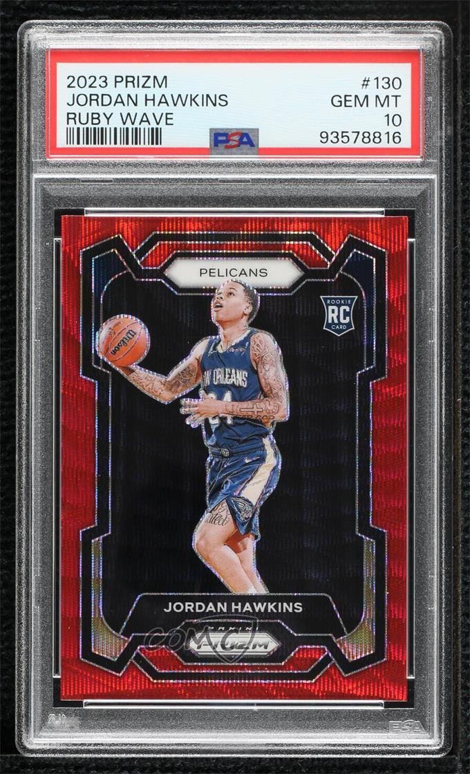 2023-24 Panini Prizm Ruby Wave Jordan Hawkins #130 PSA 10 GEM MT Rookie RC