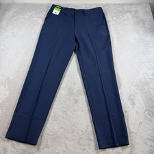 Haggar Dress Pants Mens 32x30 Blue Straight Fit Super Flex Waistband Repreve