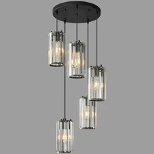 Black Pendant Lighting Modern Pendant Light, Mini Crystal Chandeliers,Adjusta...