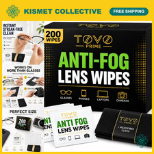 200 Count Anti-Fog Lens Wipes for Eyeglasses, Glasses Cleaning Cloths, Streak-Fr