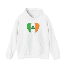 Irish Flag Heart Shamrock Hoodie, St. Patrick's Day, Irish Pride, Ireland