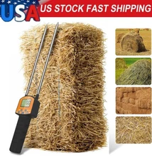 Hay Moisture Tester with Probe, Portable Hay Bale Moisture Humidity LED Warning