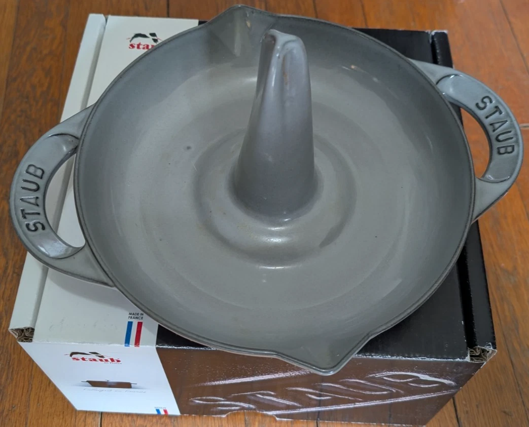 Staub Cast Iron Vertical Chicken Roaster - Graphite Grey - Made in France