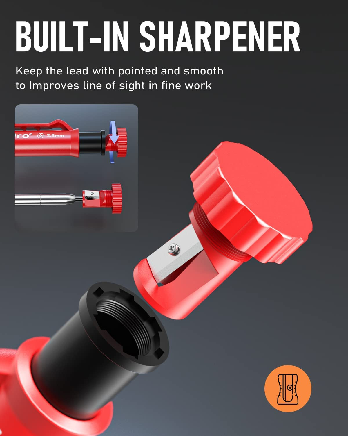 Carpenter Pencil with Sharpener, Mechanical Pencils Set with 26 Refills, Deep Ho