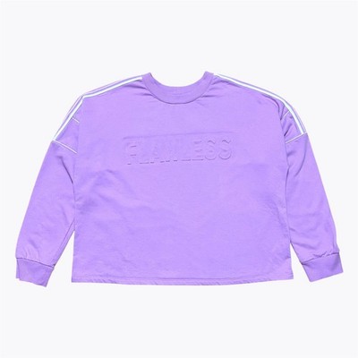 No Boundaries Junior 3XL lila furchtlos geprägt gestreift bauchfreies Sweatshirt