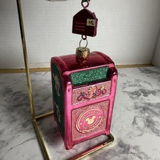 Disney Parks 2024 Mickey  Minnie Holiday Mailbox Glass Sketchbook Ornament NWT