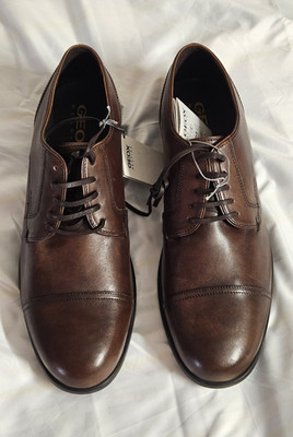 Geox Respira Men's Brown Leather Cap Toe Lace-Up Oxford Dress Shoes 11.5