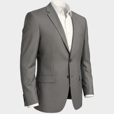 SAKS - ERMENEGILDO ZEGNA Mens Blazer Sport Coat Two Button Jacket Gray Wool 44R