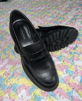 Vagabond Leather Loafers Black Chunky Lug Sole Minimalist Womens Size 6