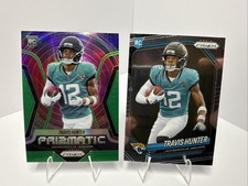 (2) 2025 Panini Prizm Travis Hunter RC Cards (Green Prizmatic Prizm And Base)