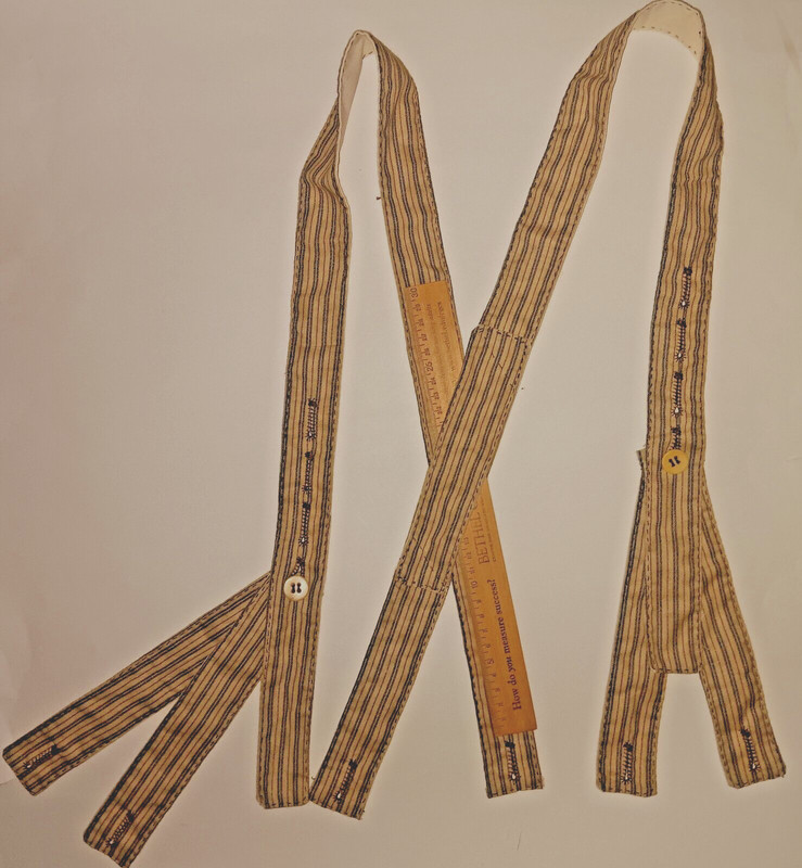 Civil War Suspenders TEA DYED BLUE TICKING HAND SEWN Union Confederate