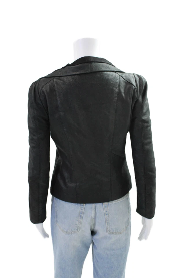 Chaqueta de cuero con cremallera asimétrica negra talla 38 Maje para mujer Foto 3 de 4