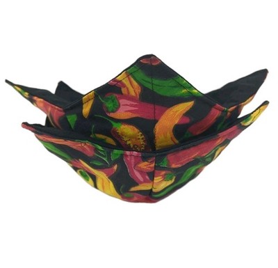 HANDMADE Bowl Cozy Set Kitchen Fabric Chili Pepper Microwave Holder 7x7x3