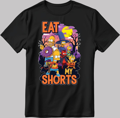 The Simpsons eat my Shorts S. Arm weiß-schwarz Herren / Damen T-Shirt V064