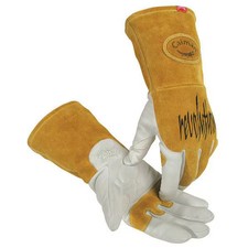 Caiman 1868-4 1868 Welding Gloves, Gauntlet Cuff, Wing Thumb, Premium Goatskin,