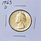 1963-D Washington Quarter 25c - Silver - Scarce High Grade Luster