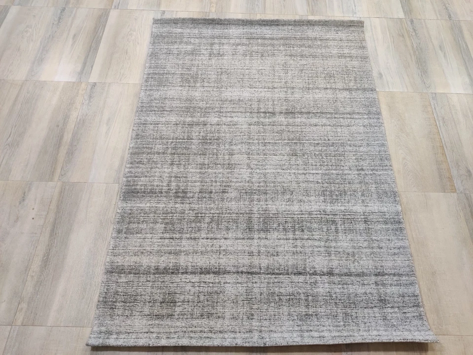 Alfombras telares hechas a mano gris cielo 4 x 6 alfombras 100 % lana 120x180 cizalla aleatoria Foto 4 de 4