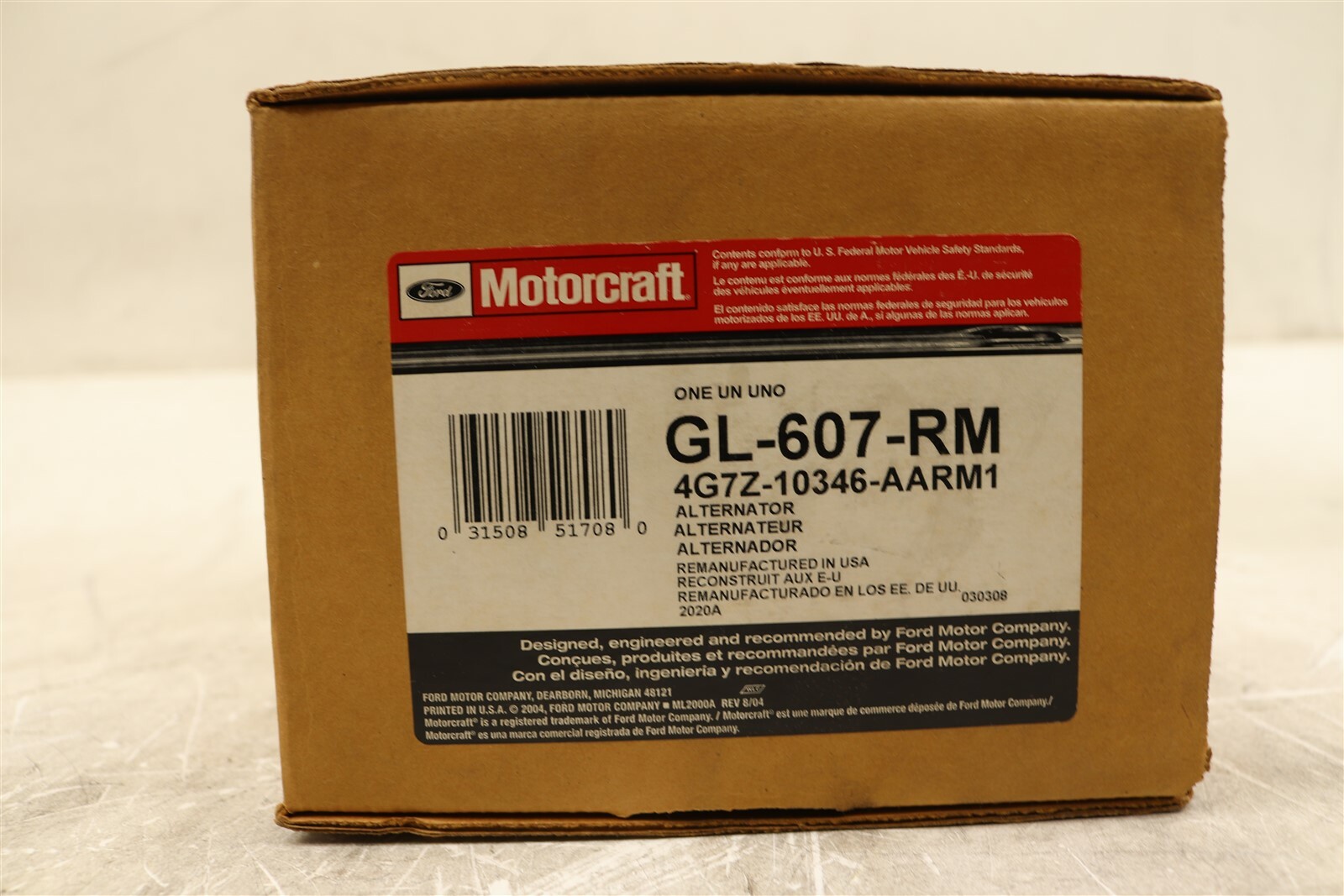 Motorcraft Remanufactured Alternator 130 Amp GL-607-RM Ford GT 5.4L 2005-2006