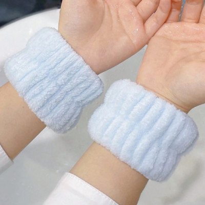 2pcs Absorbent Wristbands for Face Washing - Soft Water-Blocking Bands for Showe
