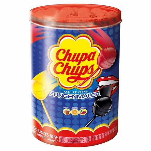 Chupa Chups Tongue Painter Lollipop Lollipop 100 Count Cap Flag Tin 1200g - Picture 1 of 2