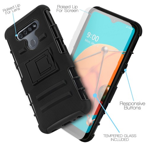for LG K51 Rugged Phone Case with Screen Protector and Belt Clip Holster Cover - Picture 12 of 37