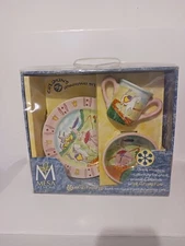 Kids Fairytale Princess 3pc Dish Set Plate Bowl Cup Ceramic By Tracy Flickinger