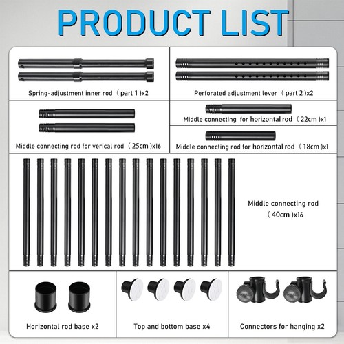 AU No Drill Floor-Ceiling Room Divider Curtain Tension Rod 4-10ft H 28-69in W - Picture 11 of 15