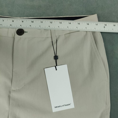 Ministry of Supply Pantalone Uomo 34X30 Taupe Khaki Ritmo Conico Chino Elasticizzato Nuovo con etichette - Foto 7 di 12