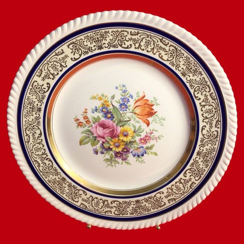 JOHNSON BROTHERS DINNER PLATE OLD ENGLISH CHADWELL COBALT BLUE GOLD FLORAL - Picture 15 of 15